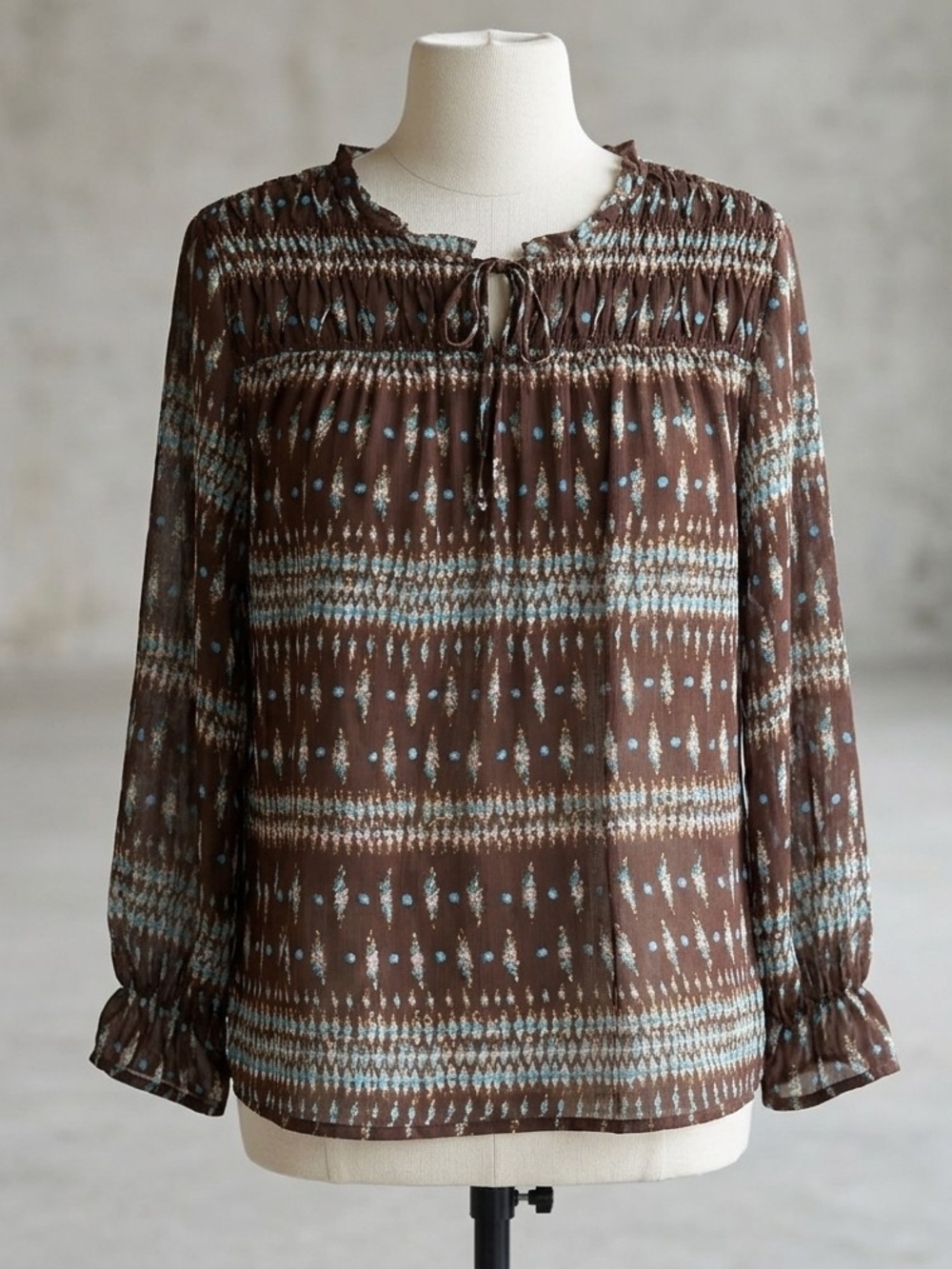 Women's Boho Printed Peasant Blouse